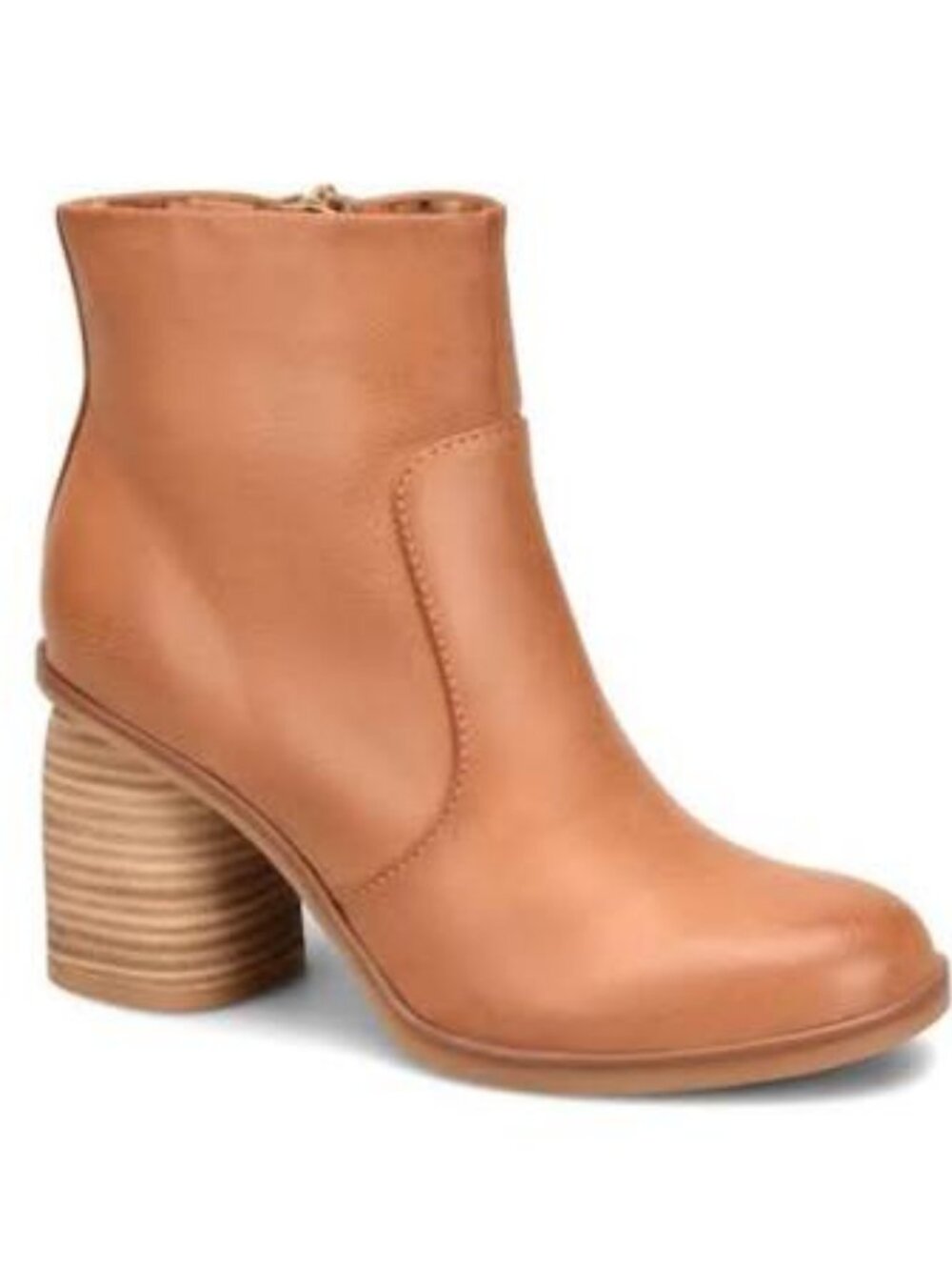 Korks  Destiny Tan Leather Ankle Boots  Stacked Block Heel  Women Size 9.5 NEW